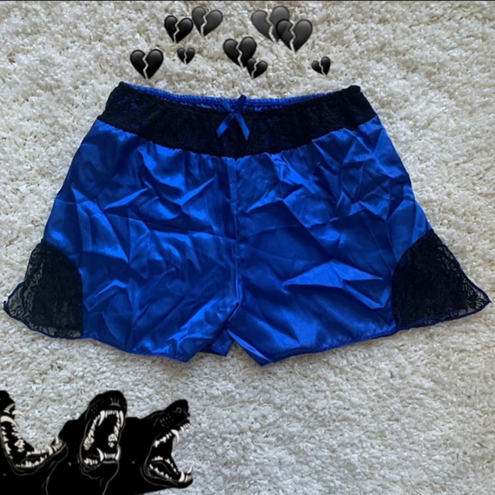 Blue lace sleep shorts